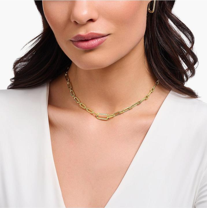 Immagine prodotto Thomas Sabo Catena a maglie con elemento di ancoraggio con pietra placcata in oro (Argento 925, 40 - 45 cm)