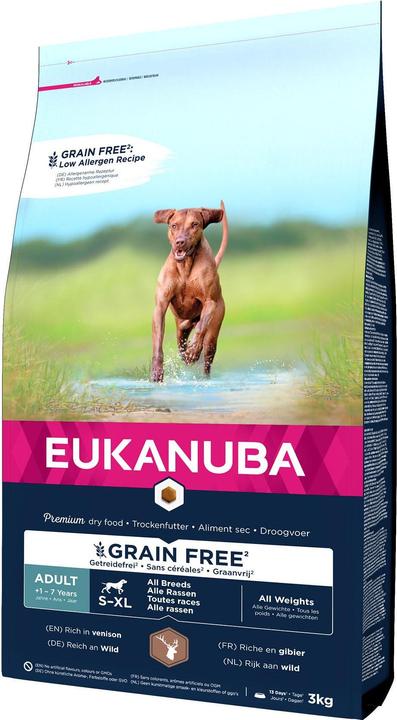 Image du produit Eukanuba Grain Free, Adult tous grandeurs, avec gibier, 3kg (Adulte, 1 pcs, 3000 g)