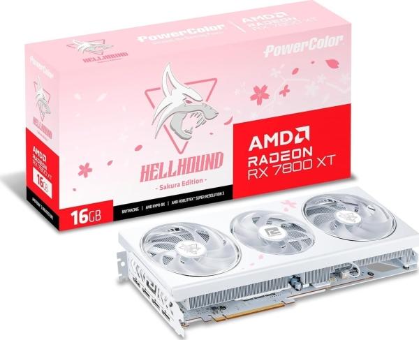 Image du produit Powercolor RX 7800 XT Hellhound Sakura White 16GB OC (16 Go)