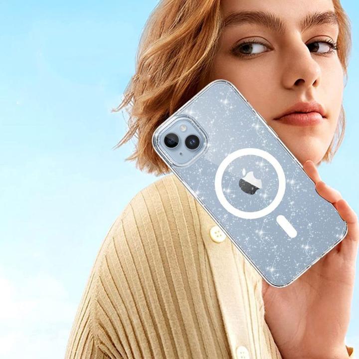 Actual product image Tech-Protect FlexAir Hybrid MagSafe case for iPhone 15 Pro Max - transparent and glitter (Apple iPhone 15 Pro Max)