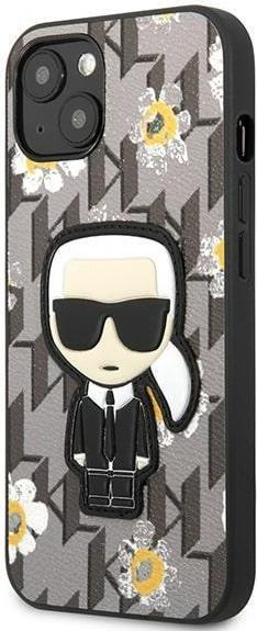 Actual product image Karl Lagerfeld Hard Cover Flower Ikonik Karl Grey, for iPhone 13, KLHCP13MPMNFIK1 (Apple iPhone 13, Apple iPhone 14, Apple iPhone 15)