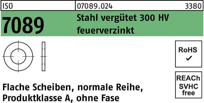 Image du produit Bufab Rondelle ISO 7089 sans chanfrein 10 Acier traité 300 HV galvanisé à chaud