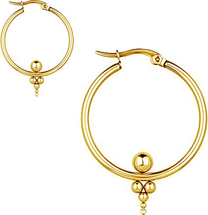Star Piercing Ohrring vergoldet Creole mit fünf Kugeln (Messing)
