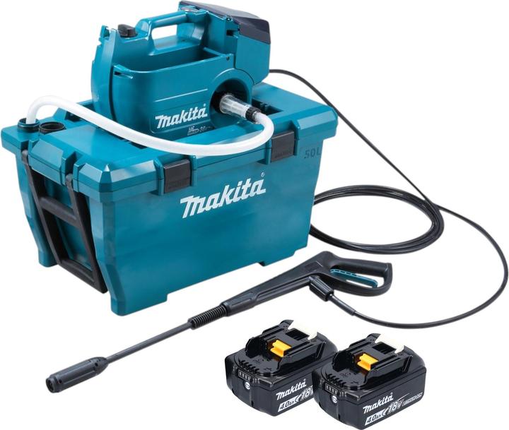 Makita DHW 080 M2K Akku Hochdruckreiniger 36 V ( 2x 18 V ) 80 bar 380 l/h Brushless + 2x Akku 4,0 (Akkubetrieb)