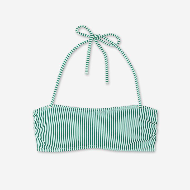 Image du produit Olaian Haut de maillot de bain bandeau surf rayé Femme - Laura vert et blanc (80)