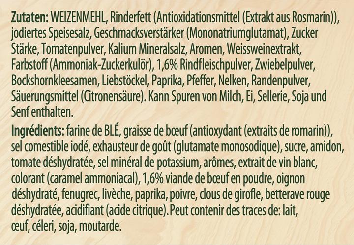 Valeurs nutritives et ingrédients Knorr Sauce de rôti (40 g)