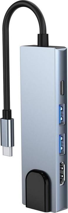 Produktbild Tech-Protect HUB V3 5in1 USB-C - USB-A 3.0 / USB-A 2.0 / USB-C / HDMI / RJ45 - gray (USB-C, 5 Ports)