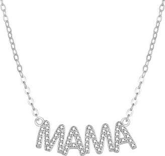 Agato - Silver necklace with zircons Mom AGT-N013W (chain. pendant)