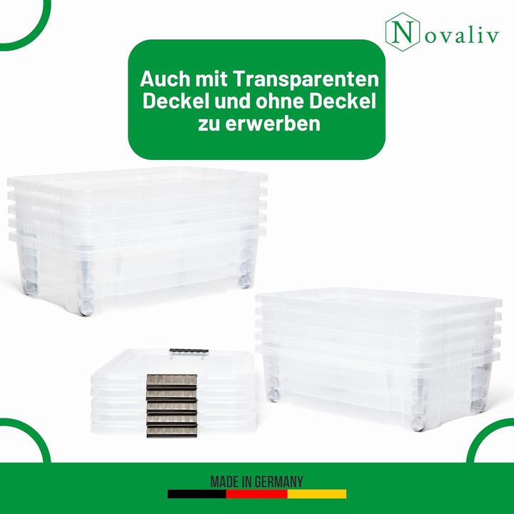 Produktbild Novaliv Unterbett Aufbewahrungsbox mit Rollen Deckel 28L Anthrazit Nestbar stapelbare Clipverschluss (28 l)
