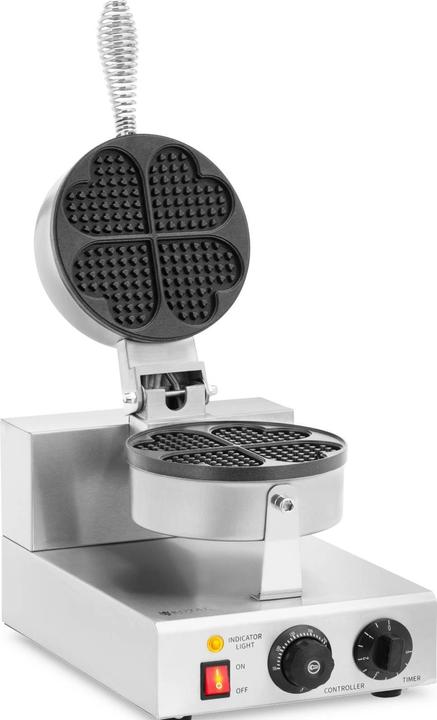 Royal Catering Waffeleisen Waffelmaschine Wende-Waffelautomat herzförmig 1000 W 0 - 5 min Timer