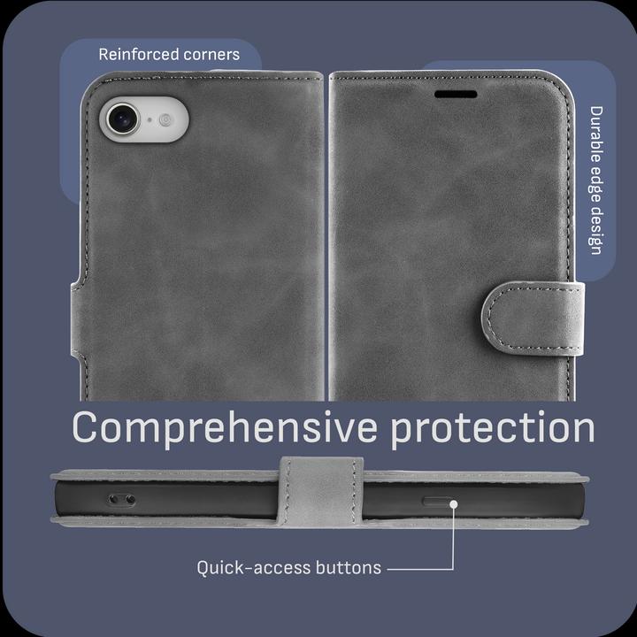 Actual product image Cazy Premium wallet case for iPhone SE 2022, magnetic wallet case, card slots, stand - (Apple iPhone SE (3rd Gen))