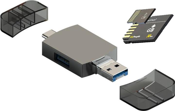 Produktbild PowerGuard 6-in-1 OTG Cardreader Adapter (USB Typ C, USB-A, Lightning, SD Karte)