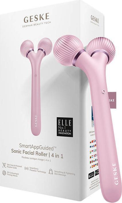 Actual product image Konjac Sponge Roller soniczy do twarzy 4w1 Geske z Aplikacją (różowy)