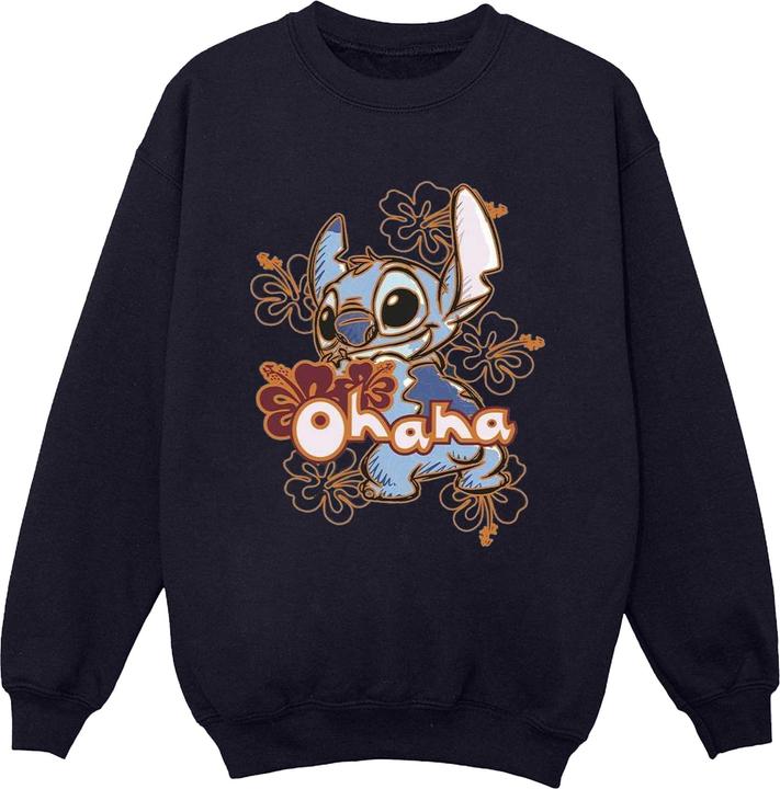 Disney Lilo And Stitch Ohana Orange Hibiscus Sweatshirt (L)
