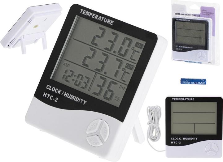 Produktbild Ikonka Hygrometer Thermometer Uhr Luftfeuchtigkeitsmesser HTC-2