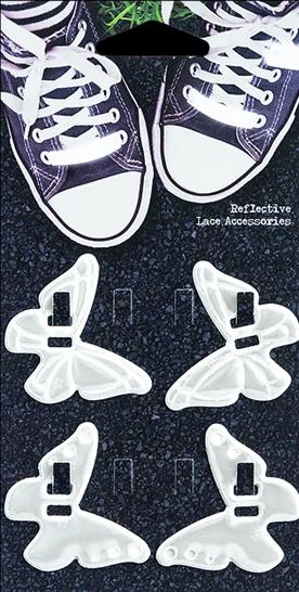 Softreflector Schuh Reflektor Schmetterling weiss, 2 Paare (4.20 cm)