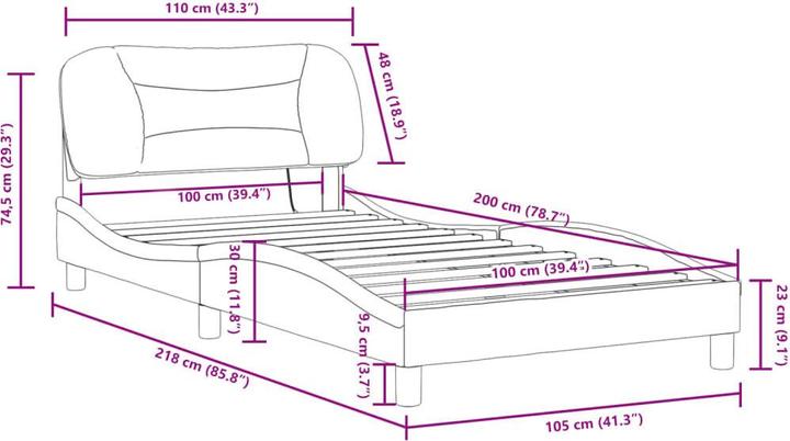 Image du produit VidaXL Cadre de lit avec tissu LED (100 x 200 cm)