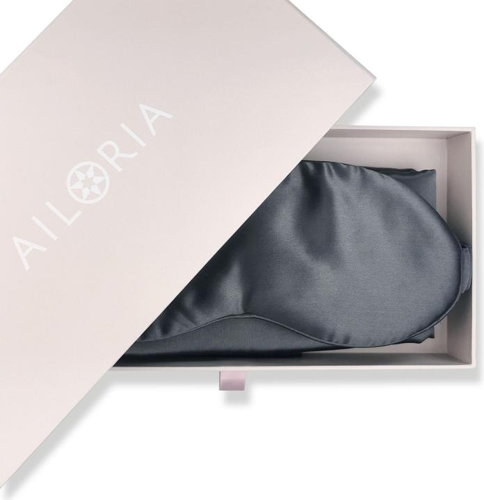 Produktbild Ailoria BEAUTY SLEEP SET Silk Zipper Pillowcase (40x80) (anthracite) with eye mask (Kopfkissenbezug, 40 x 80 cm)