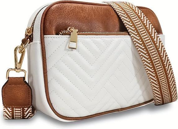 Immagine prodotto Only-Bags.Store Semplice mini borsa a tracolla con cerniera quadrata colorblock, borsa a tracolla con dettaglio