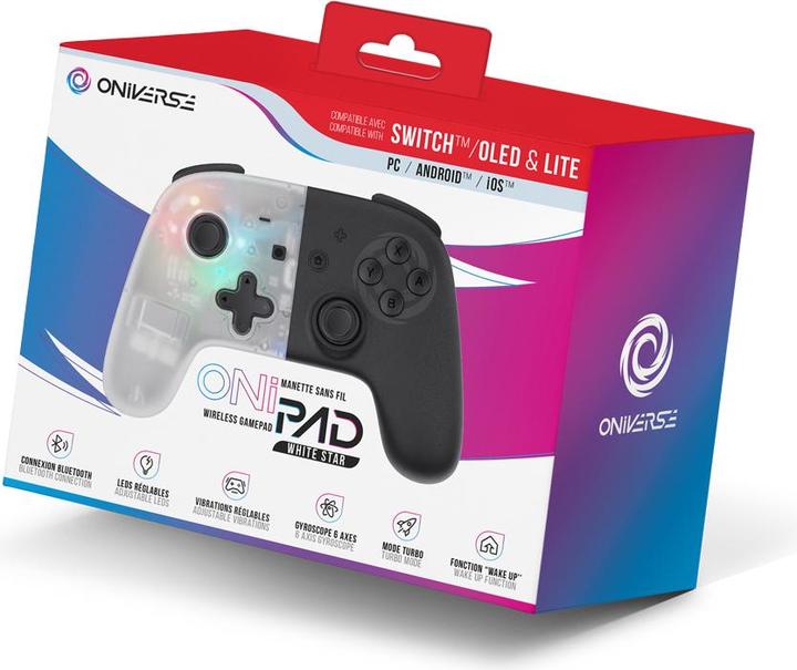 Image du produit Oniverse Contrôleur Bluetooth pour Nintendo Switch / PC / IOS / Android - White Star (Android, iOS, Switch, PC)