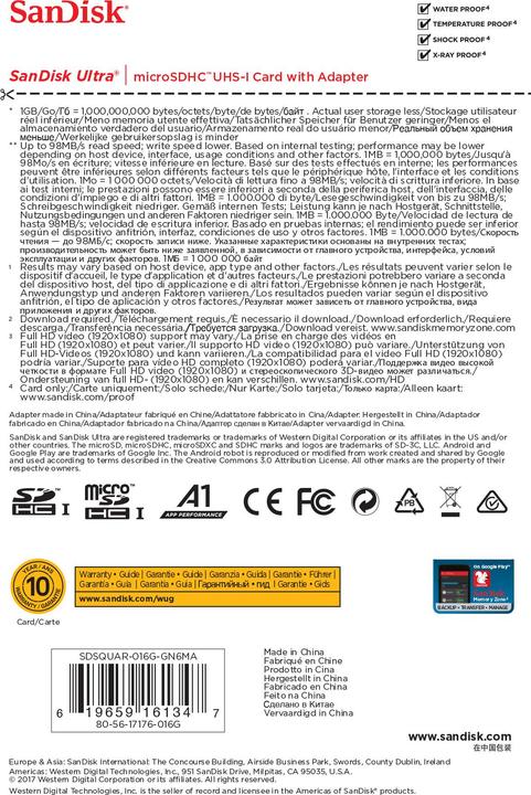 Produktbild SanDisk Ultra microSD A1 (16 GB, microSDHC, U1, UHS-I)