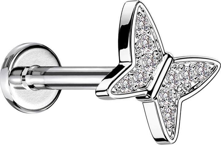 Immagine prodotto Star Piercing Micro Labret filo interno argento cristalli a farfalla argento (Ottone)