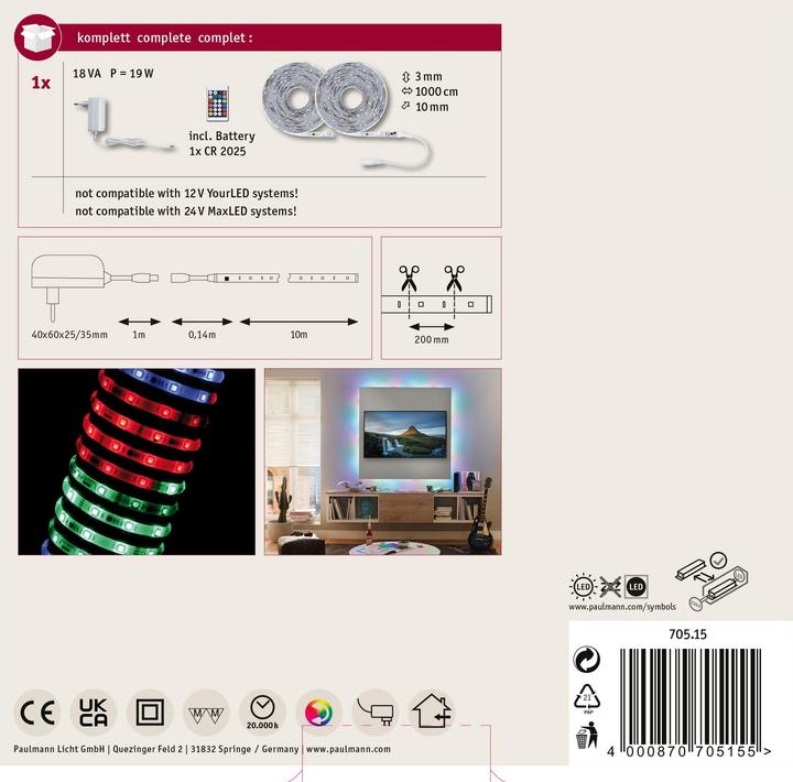 Immagine prodotto Paulmann Movimento SimpLED (Multicolore, 1004 cm, Interno)