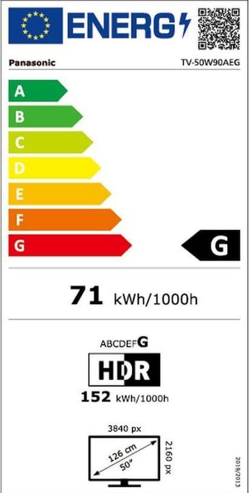 Energy Label Panasonic TV-50W90AEG (50", LED, 4K, 2024)