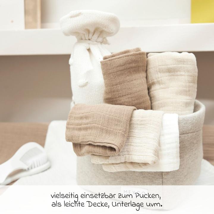 Productafbeelding Meyco Baby Uni voorgewassen mousseline luiers - pak van 3 - offwhite/soft sand/taupe - 70x70cm (70 cm, 70 cm)