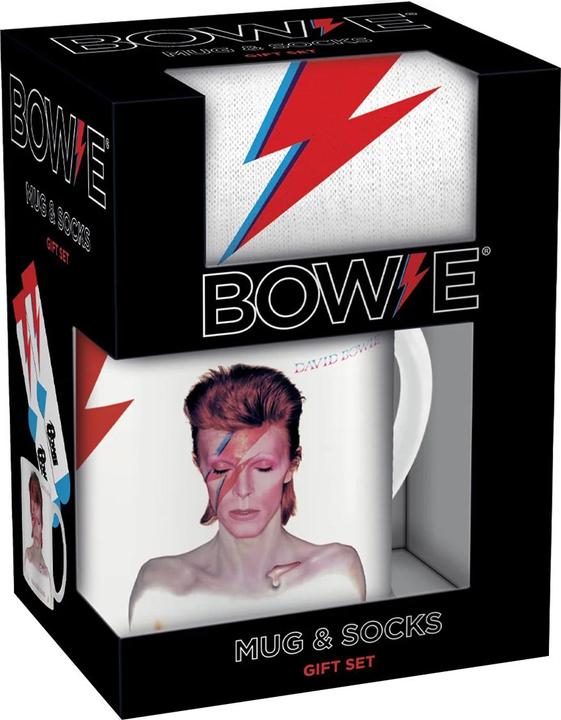 Actual product image David Bowie Aladdin Sane Lightning Bolt Mug and Sock Set (2 x)