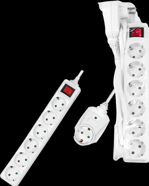 Immagine prodotto LogiLink Presa di corrente a 7 vie + interruttore, 6x CEE 7/3 + 1 spina passante, 2 m (6 x, CEE 7/3, 2 m)