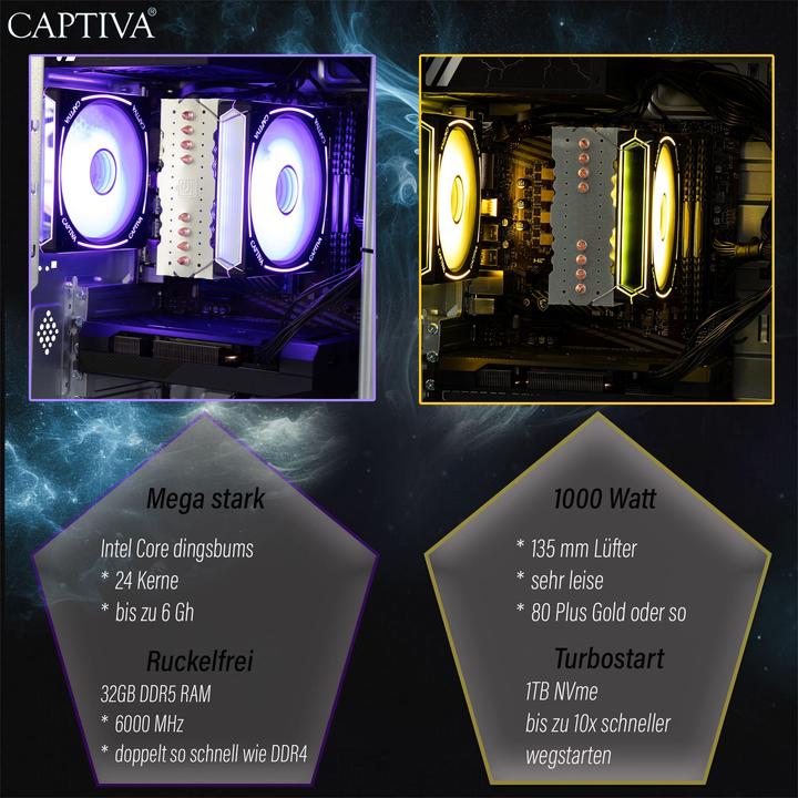 Produktbild Captiva Advanced Gaming R92-773 Ryzen 5 RTX 5060 Ti (AMD Ryzen 5 5600, 16 GB, 1000 GB, GeForce RTX 5060 Ti)