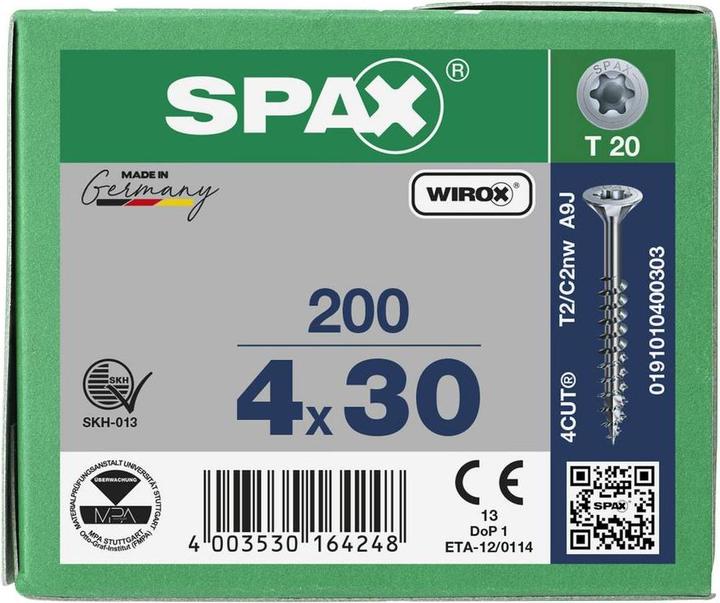 Image du produit Spax Vis universelles 4 x 30 mm, 200 pièces (200 Vis par pièce)