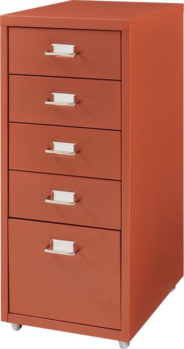 En.Casa Rollcontainer Kökar mit 5 Schubladen 69x28x41 cm Ziegelrot (69 x 28 x 41 cm)