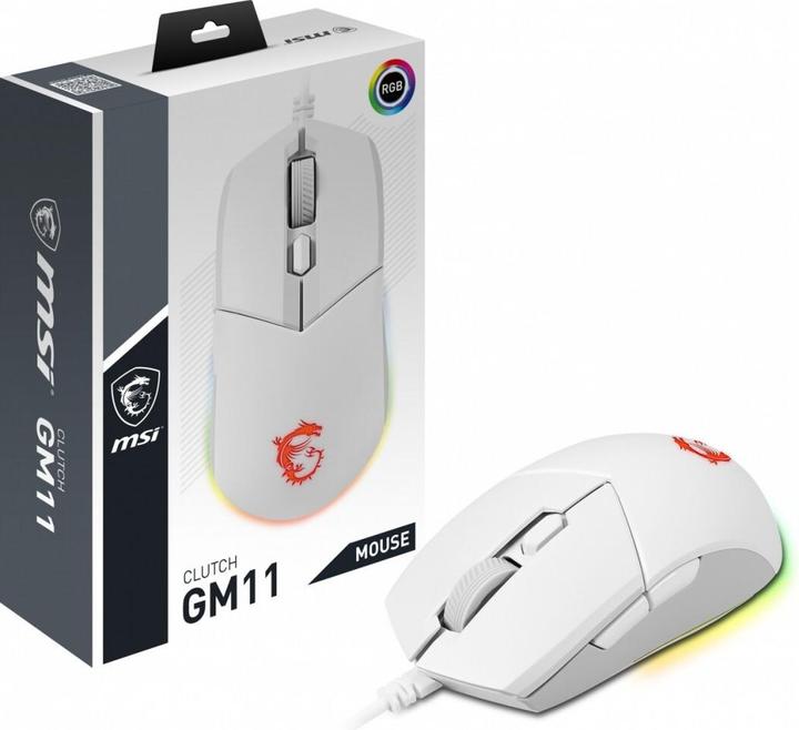 Actual product image MSI Clutch GM11 WHITE Gaming,USB (Cable)