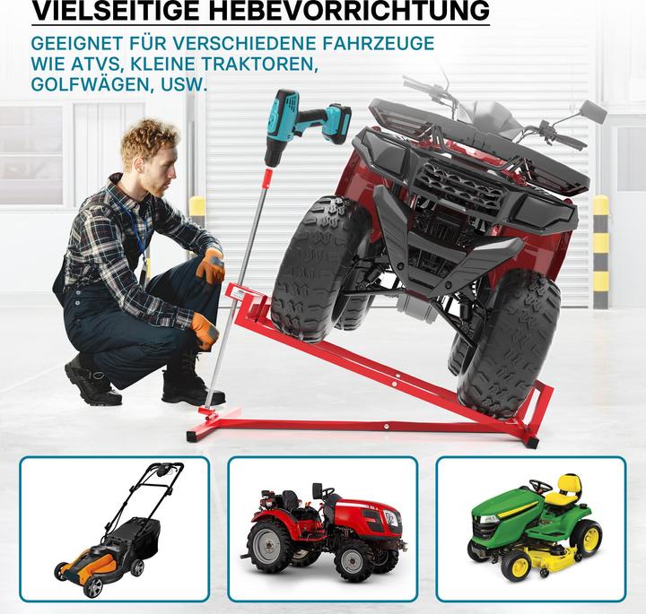 Image du produit Wiltec Cric lève pour tracteur tondeuse de 250 kg max. incl. Adaptateur, Cric de levage pour tondeuses auto (Tracteur de pelouse, Support pour machines de jardinage)