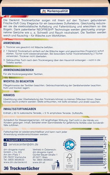 Nährwerte und Zutaten dm Denkmit Cosy Elegance (Waschtücher)
