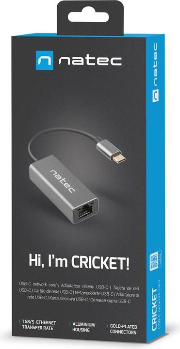 Immagine prodotto Genesis SCHEDA DI RETE NATEC CRICKET USB-C 3.1 1X RJ45 1GB SU CAVO (USB-C, 1 Porti)