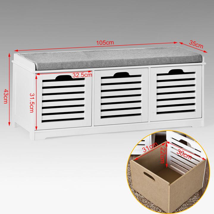 Produktbild SoBuy Schuhbank mit Sitzkissen (105 cm)