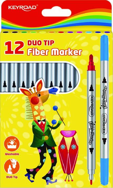 Actual product image Keyroad Duo-marker, 12 pieces, on a hanger, mixed colours (Assorted colours, 4 mm, 12 x)