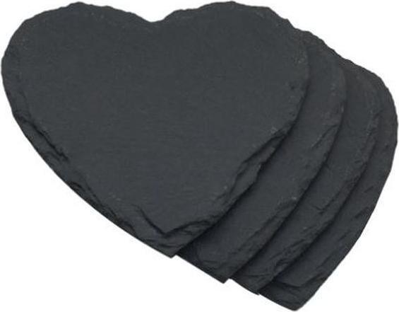 Image du produit MU Style Dessous de plat en ardoise en forme de coeur (4 x, Dessous de verre)