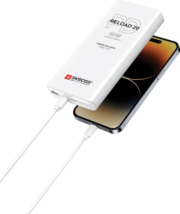Actual product image Peter Jäckel SKROSS Power Bank RELOAD 20000 64W PD White (20000 mAh, 65 W, 74 Wh)