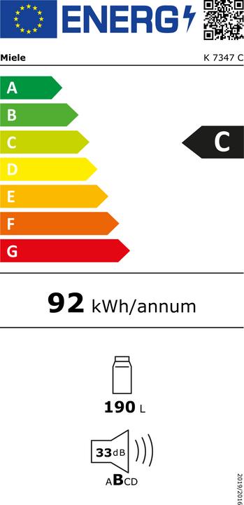 Etichetta energetica Miele Frigorifero K 7347 C (189 l)