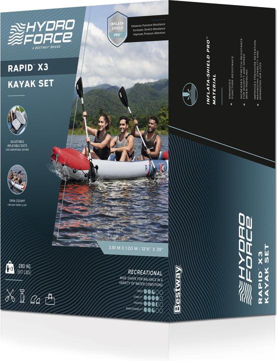 Immagine prodotto Bestway Set kayak a 3 posti Hydro Force Rapid X3 - 3,81 m (3 pers.)