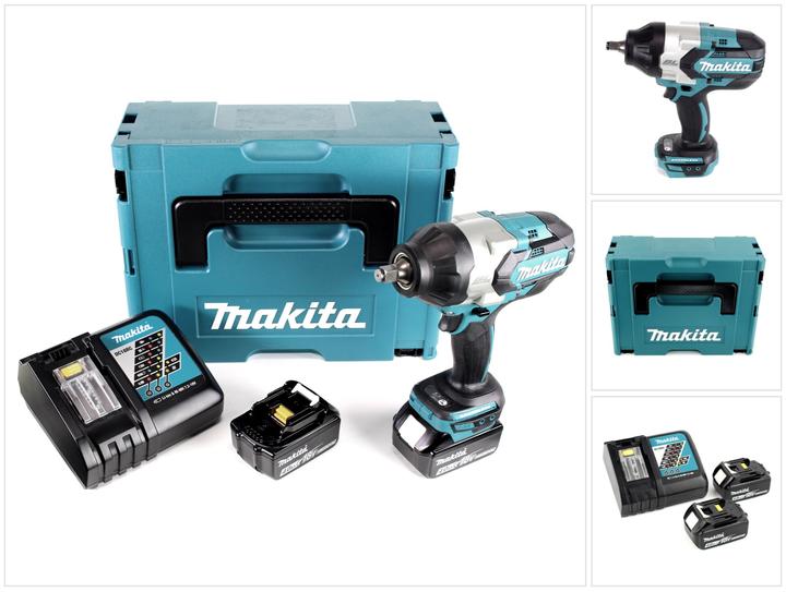 Actual product image Makita DTW 1002 RMJ 18 V Cordless Impact Wrench Brushless Li-Ion + Makpac Case + 2 x Batteries (Rechargeable battery operated)