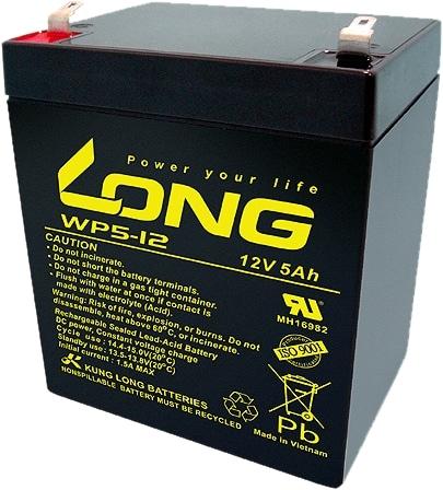 Produktbild Long WP5-12/F2 WP5-12/F2 Bleiakku 12V 5Ah Blei-Vlies (AGM) (B x H x T) 90 x 107 x 70mm Flachstecker (1 Stk., 5000 mAh)