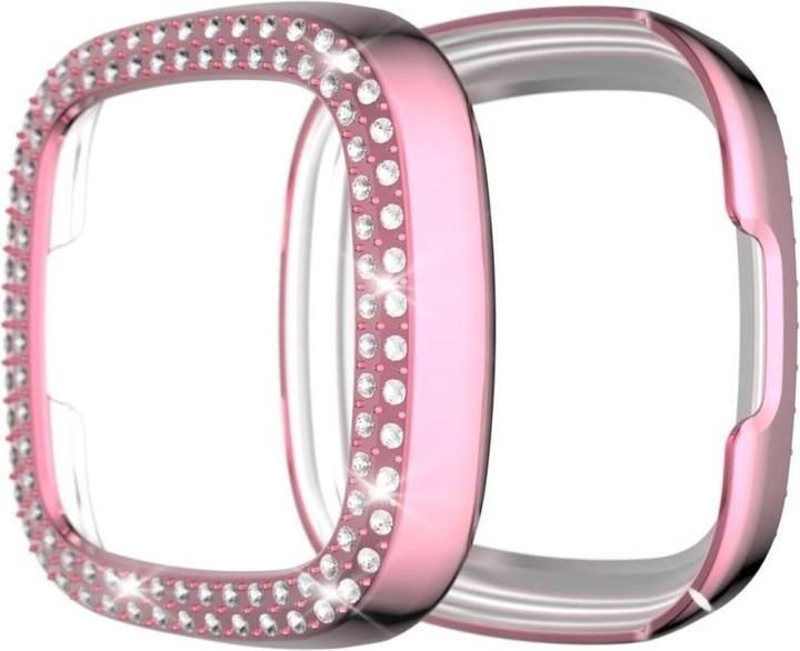 Image du produit Cover-Discount Fitbit Versa 3 / Sense - Étui protecteur rose à paillettes et strass