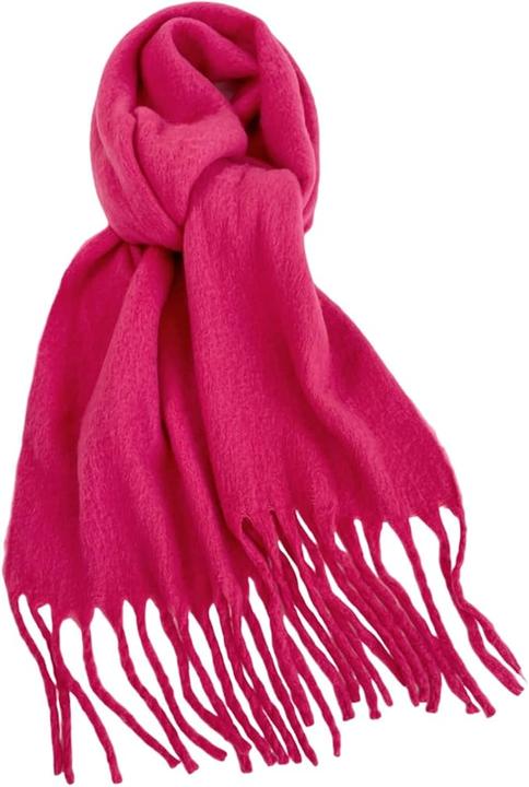 Only-Bags.Store Solide Farbe Plüsch Warm Chunky Schal Lange Einfache Grosse Verdickte Quaste Schal Winter Outdoor