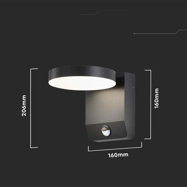 Actual product image V-TAC Projector façade light 17W LED motion detector round black IP65 VT-11020S-RD-B 4000K 2480l (2480 lm, IP65)