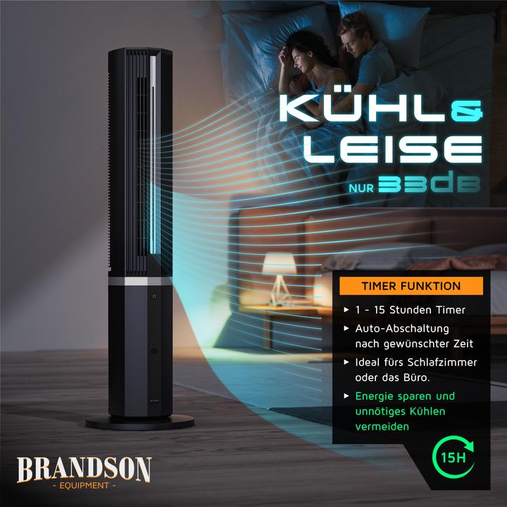 Produktbild Brandson Turmventilator mit Wasserkühlung, Luftkühler, Eco DC-Motor 55W, Timer, Oszillation, leiser Lüfter (53.50 dB)